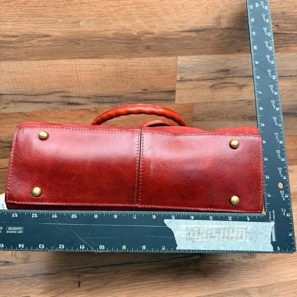 Patricia Nash Sz Medium Leather Primrose Satchel Red Handbag